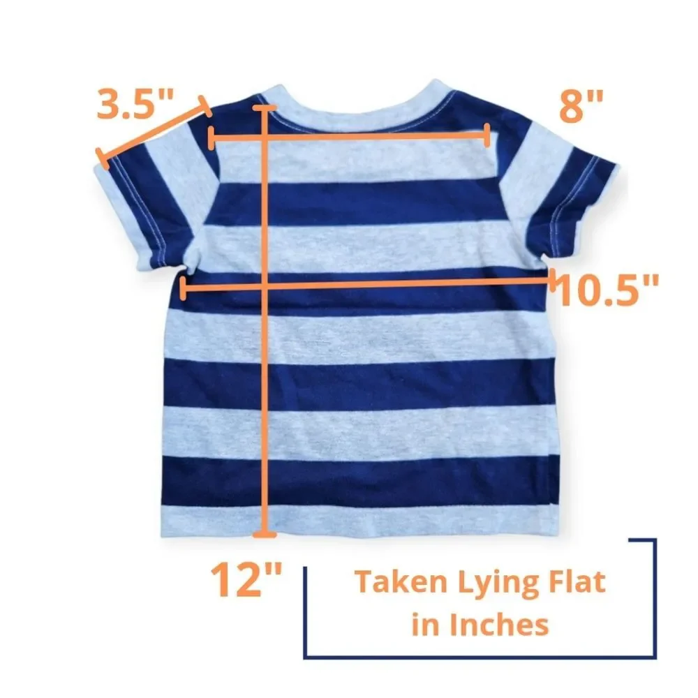 2-Piece Carter's Baby Red shortalls Overalls Striped T-Shirt Kids 12 Months